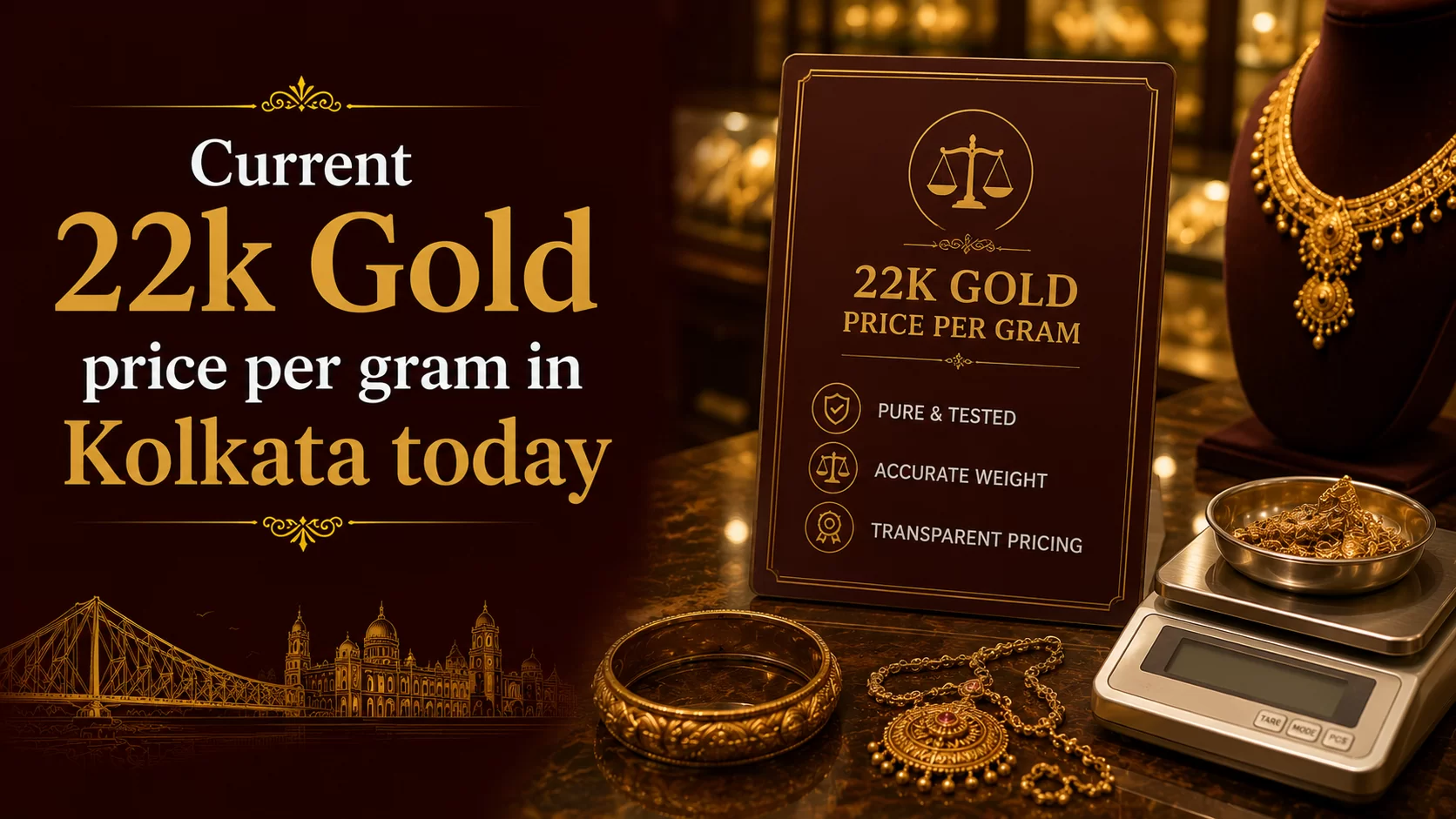 Current 22k gold price per gram in Kolkata today